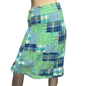 Lord & Taylor Vintage Women’s Size S Green Cotton Plaid Madras Midi Skirt